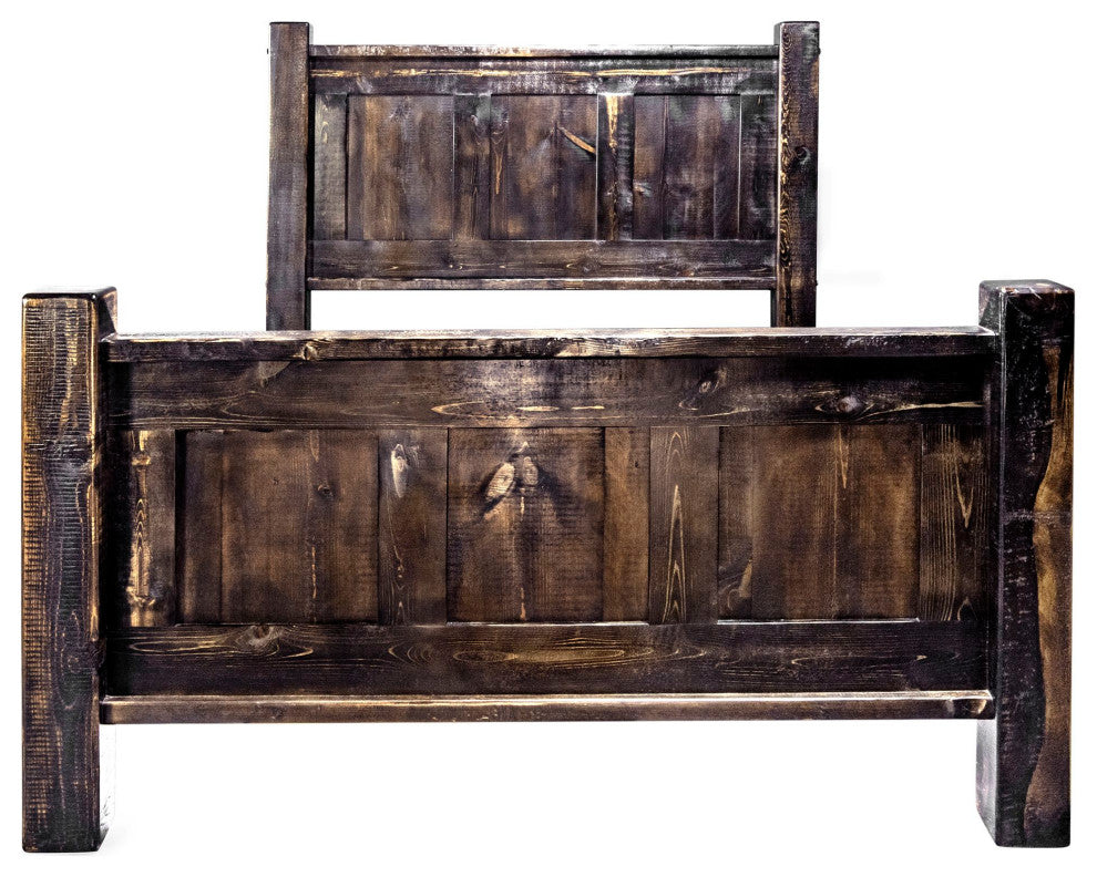 Big Sky Collection Rugged Sawn Panel Bed, Twin, Jacobean Stain