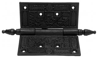 Wrought Iron Butt Hinge Black Victorian Steeple Tip Pack of 6