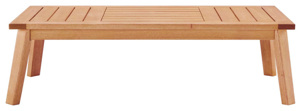 Lounge Coffee Table, Rectangular, Wood, Brown Natural, Modern, Outdoor Patio