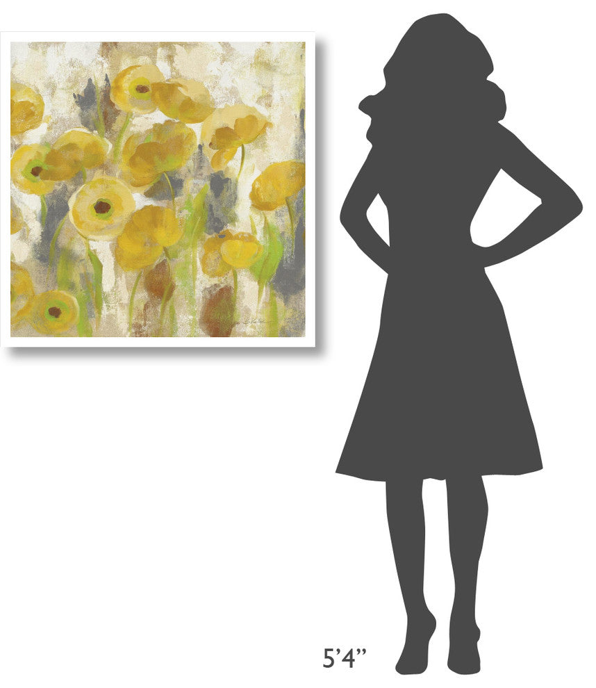 "Floating Yellow Flowers V" Digital Paper Print by Silvia Vassileva, 32"x32"