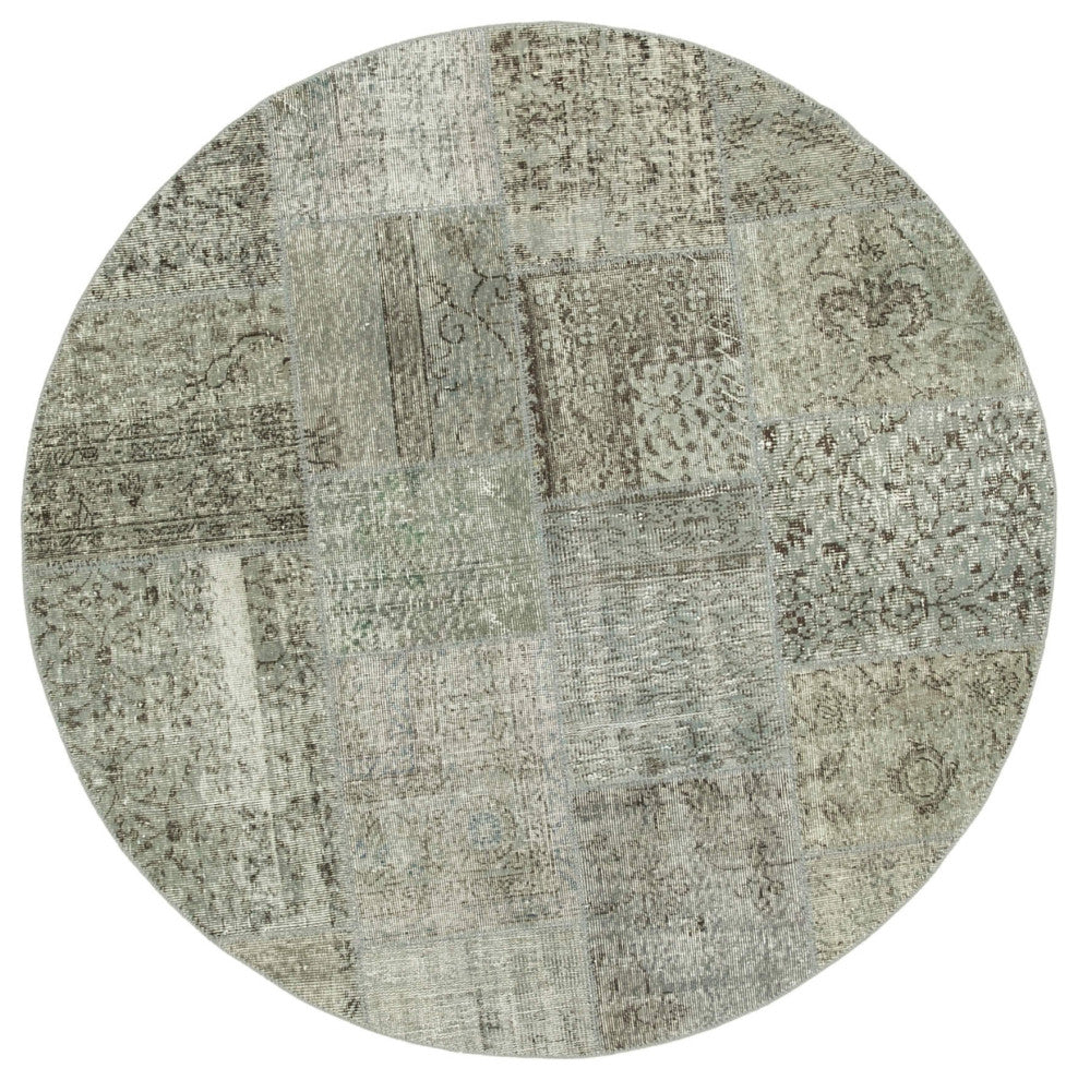 Rug N Carpet - Handwoven Anatolian 5' 11" x 5' 11" Small Round Patchwork Rug