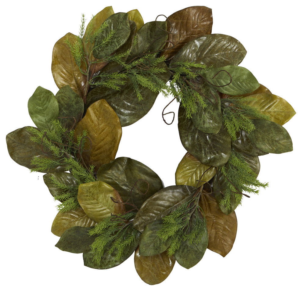 26" Magnolia Leaf Artificial Wreath