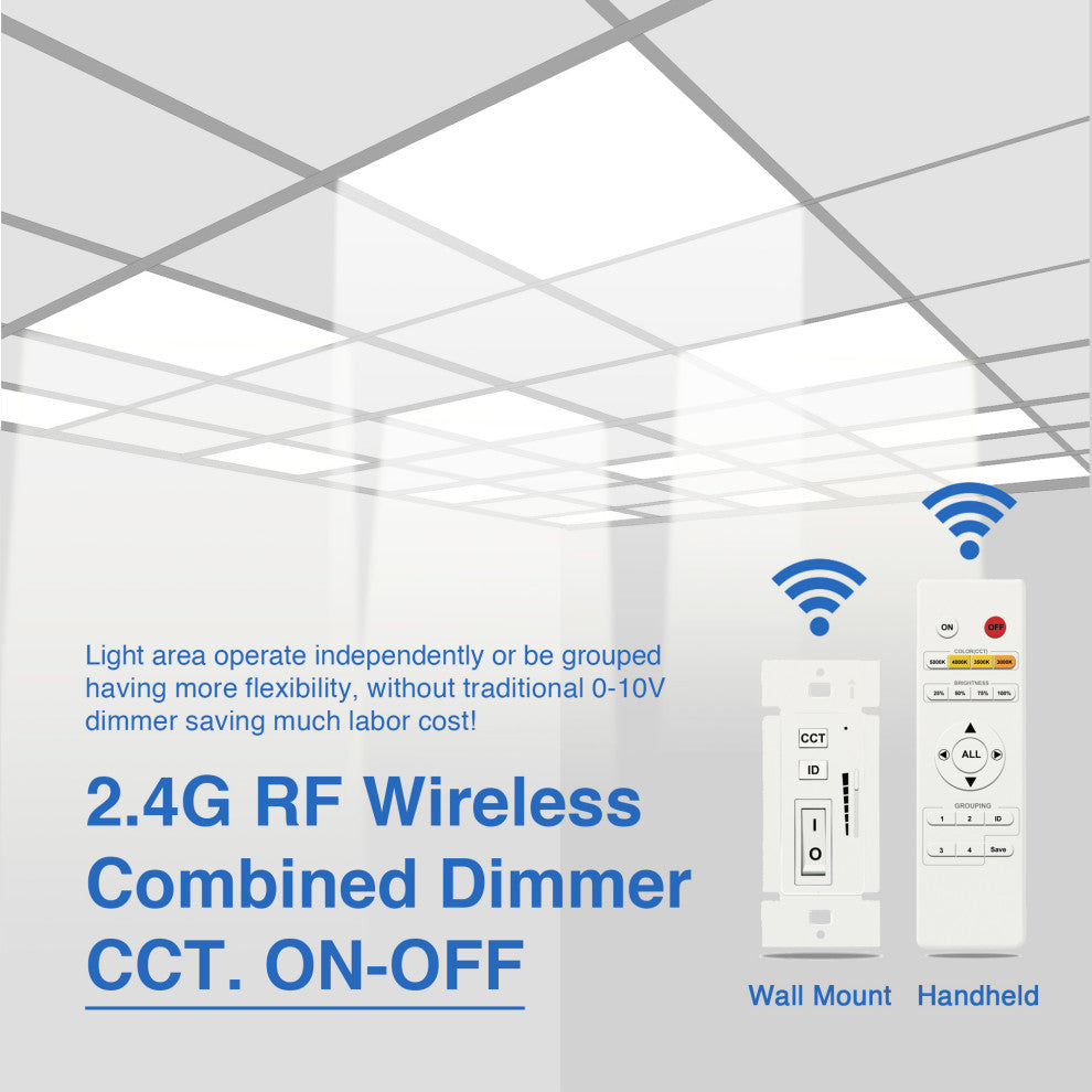 Integrated LED RF 2.4G Dimmable Drop Ceiling Backlit Panel, 2x2 4-Pack