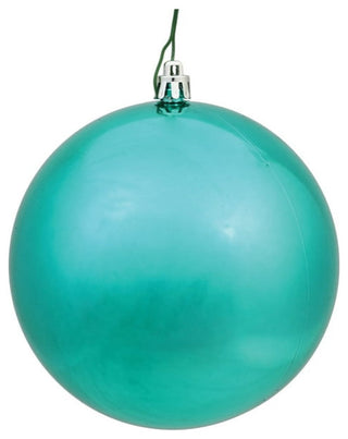 Vickerman N593042DSV 12" Teal Shiny Ball Ornament