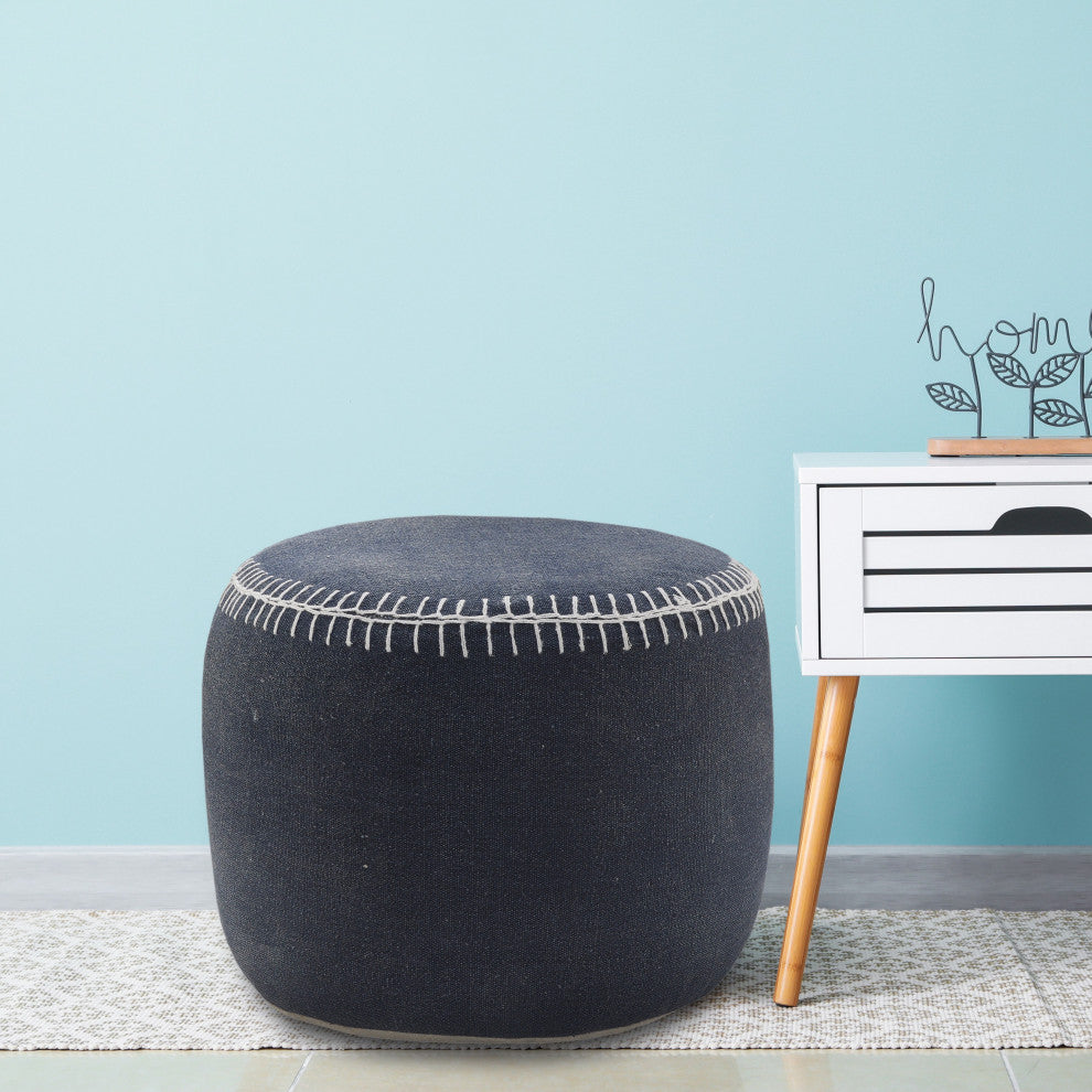 Handcrafted Embroidered Border Pouf