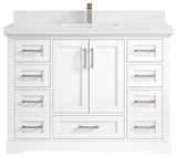 Boston 48 Single Sink Bath Vanity in White 2" White Quartz