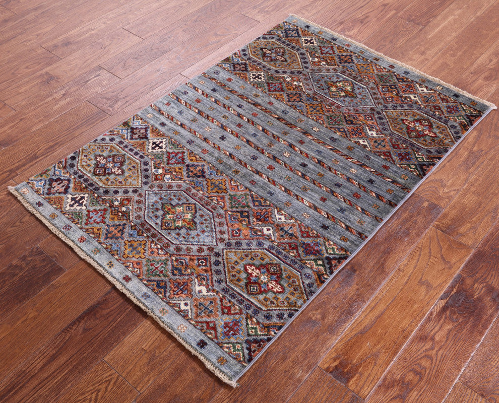 Handmade Khorjin Super Kazak Wool Rug 2' 9" X 4' 3" - Q12345