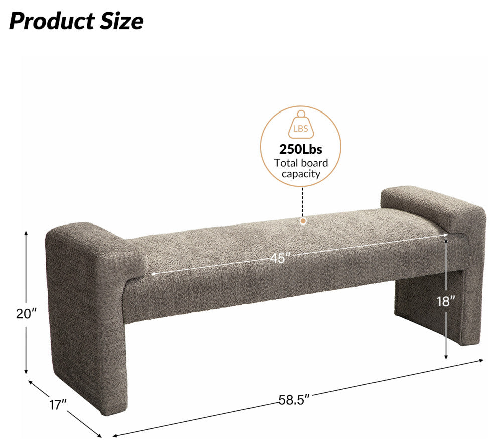 Severin Upholstered Bench, Gray