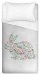 Mint Floral Tranquil Rabbit Twin Duvet Cover