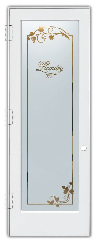 Laundry Door - Grape Ivy Melany - Primed - 32" x 96" - Knob on Right - Push Open