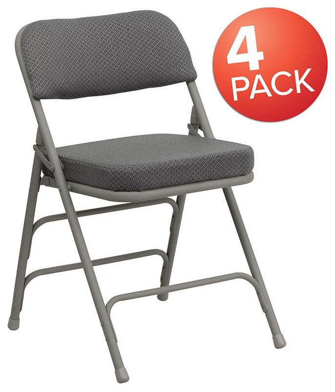 Metal Folding Chairs with Padded Seats | Set of 4 Gray Metal Folding Chairs
