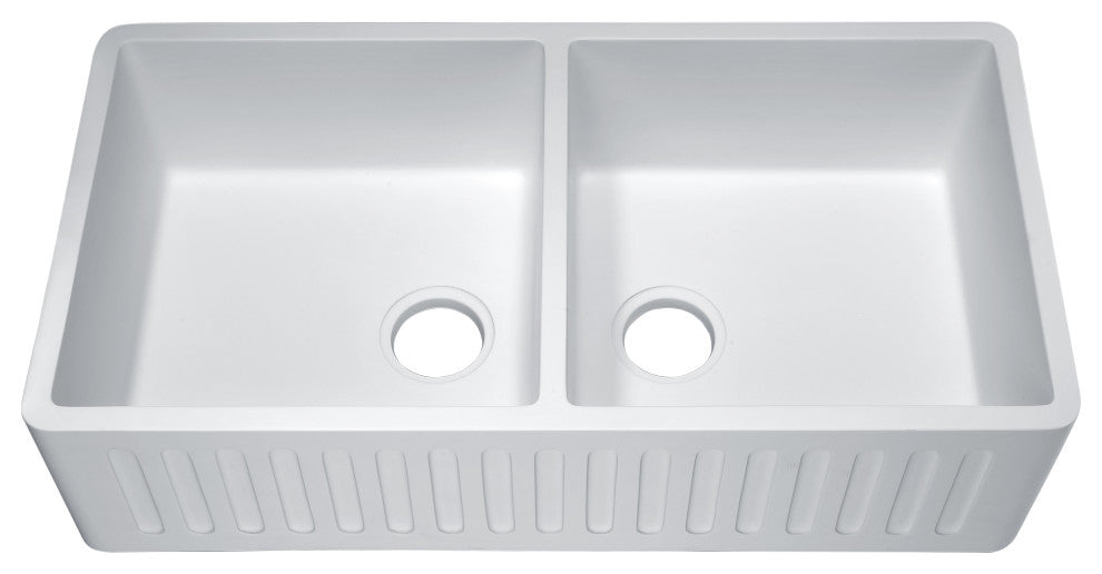 ANZZI Petima Farmhouse Solid Surface 35" Kitchen Sink, White