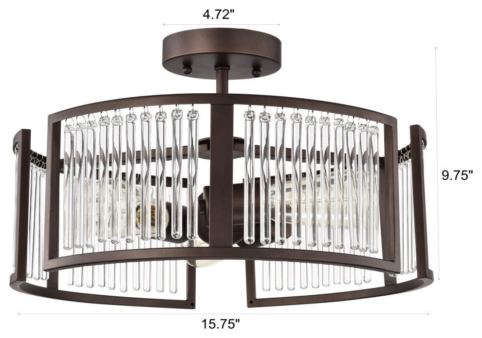 CHLOE Lighting FREY Transitional 3-Light Oil Rubbed Bronze Semi-Flush Fixture