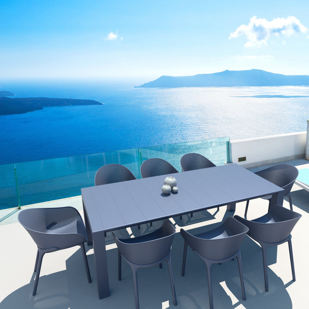Compamia Sky Extendable 9-Piece Dining Set, Dark Gray