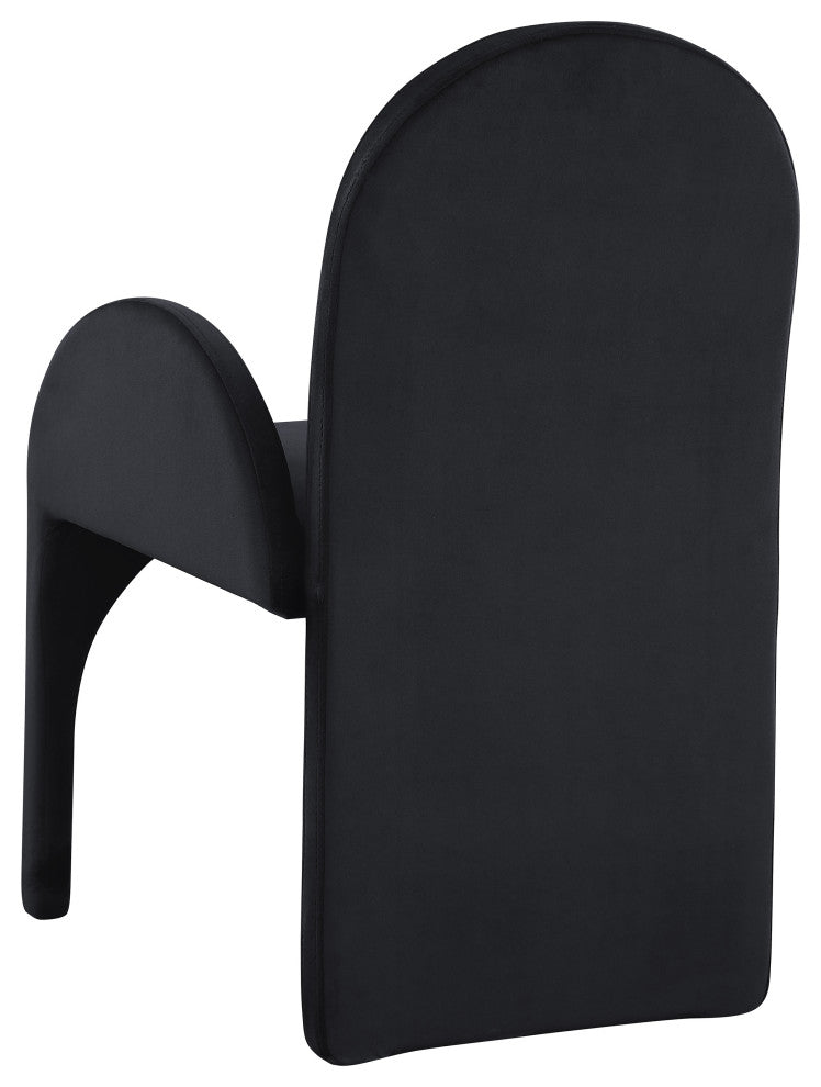 Summer Velvet Upholstered Dining Arm Chair (Set of 2), Black, Arm Chair
