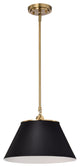 Dover 1-Light Medium Pendant, Black With Vintage Brass