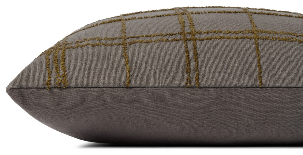 Jean Stoffer x Loloi Edward Charcoal / Olive 18'' x 18'' Cover, Poly Pillow