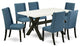 X626Fl121-7, 7-Piece Linen White Table Top and 6 Padded Chairs, Black