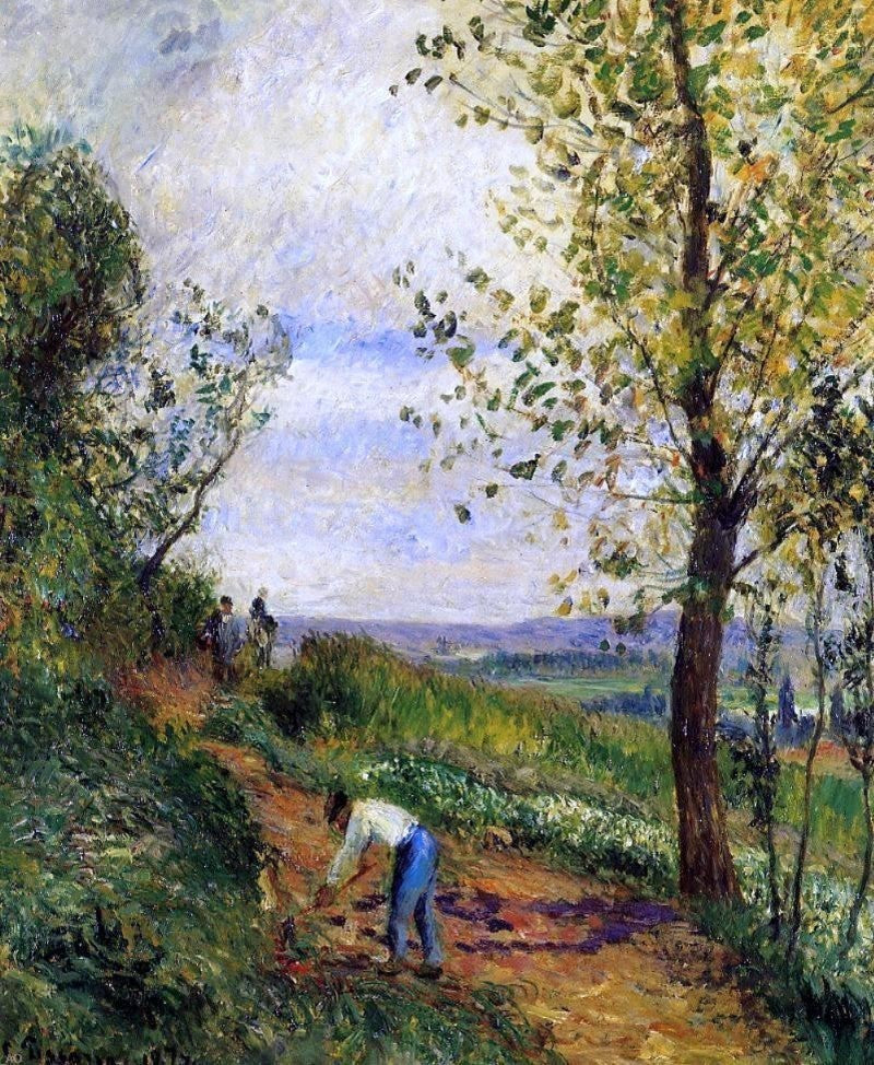 Camille Pissarro Landscape With a Man Digging, Gallery Wrapped Canvas, 20"x25"