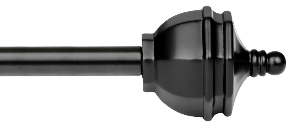 Utopia Alley Curtain Rod With Decorative Urn Finial, 28-48", Black