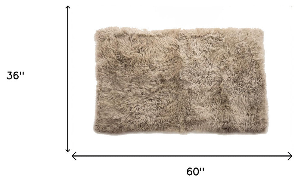 3'x5' Taupe Genuine Sheepskin Area Rug
