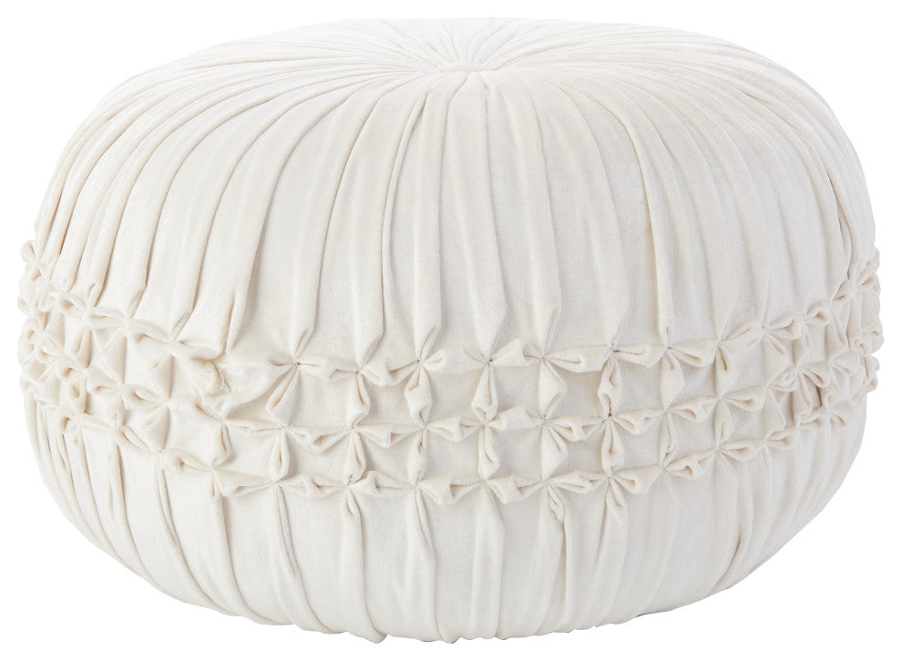Mina Victory RC833 Pouf, Ivory, 20" x 20" x 12"