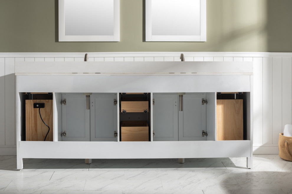 Valentino Single Vanity, White, 84"