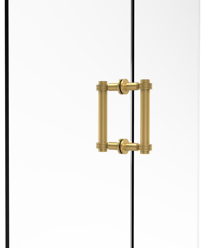 Contemporary 6" Dotted Accent Back to Back Shower Door Pull, unlacquered Brass