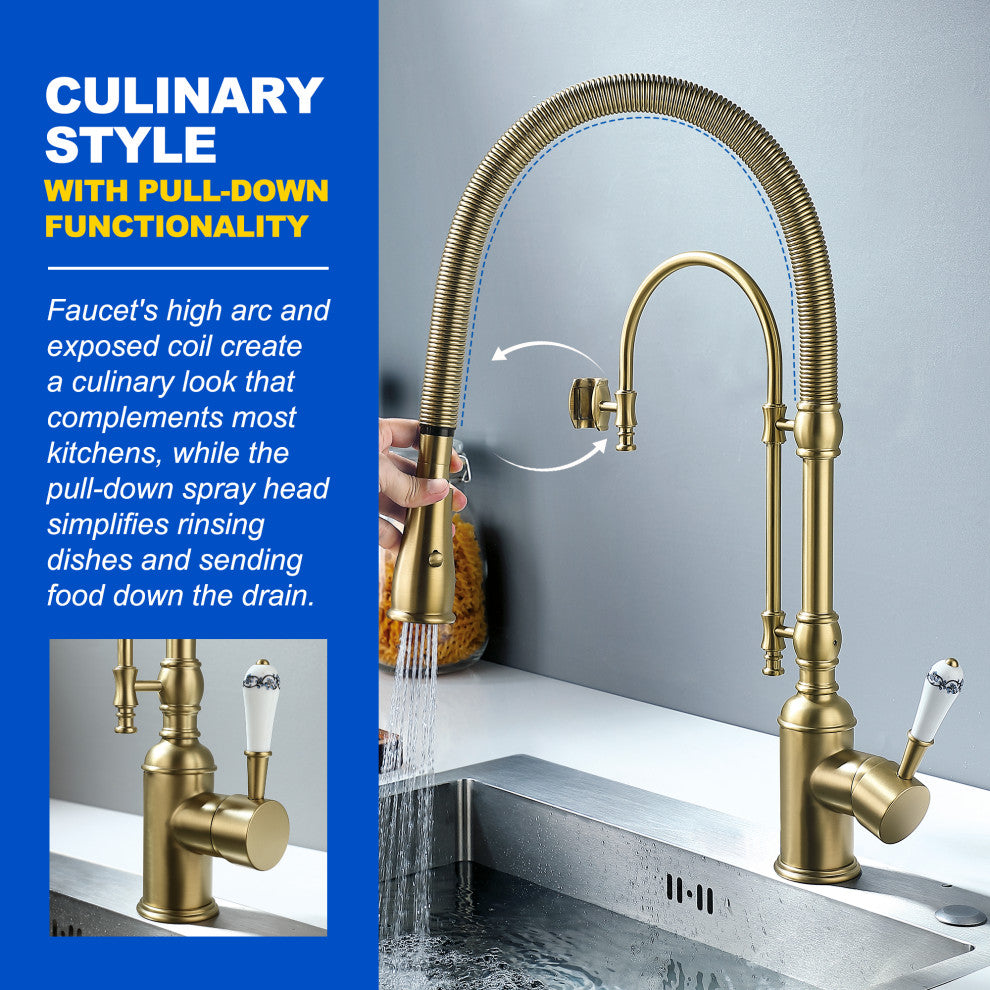 Antique Kitchen Faucet with Pull Down Sprayer