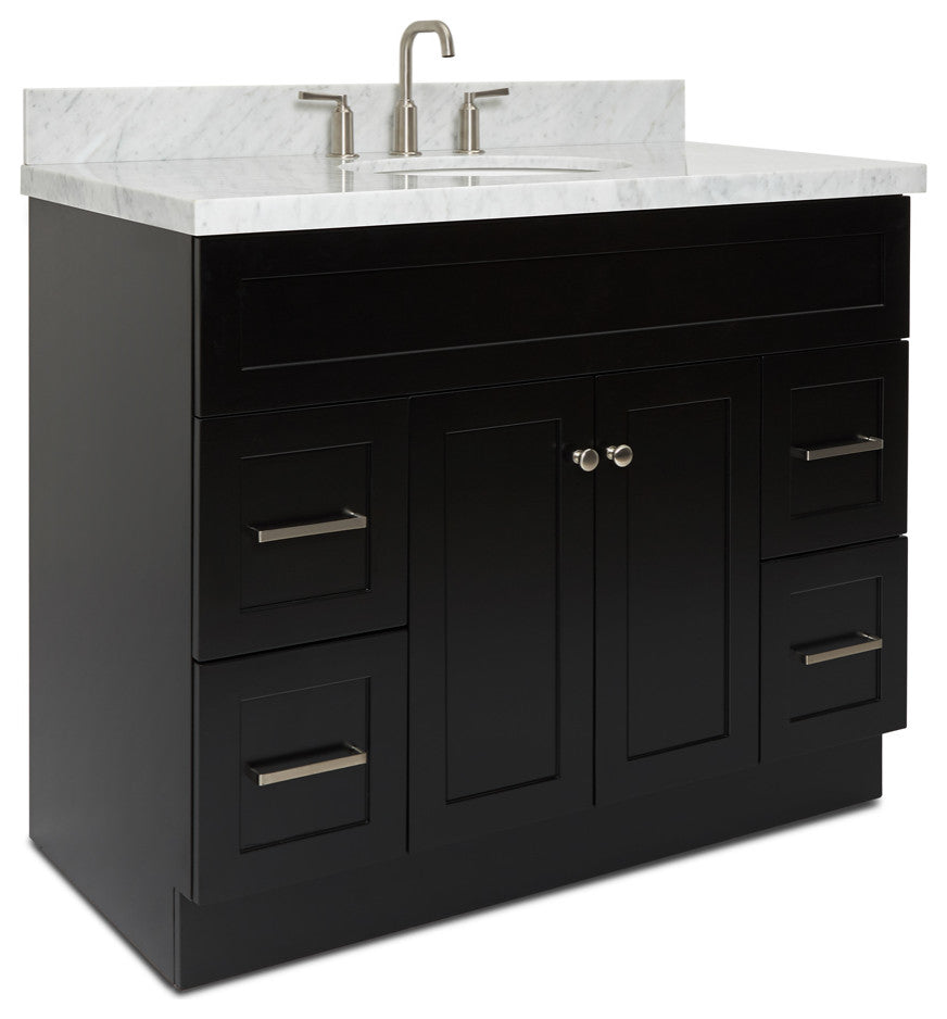 Ariel Hamlet 43" Oval Sink Bath Vanity, 1.5" Carrara Marble