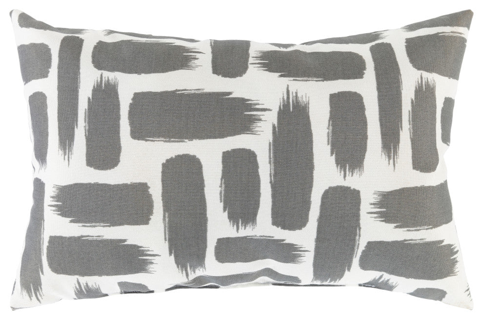 Surya Stroke SRK-002 13"x20" Pillow Cover, Medium Gray/White