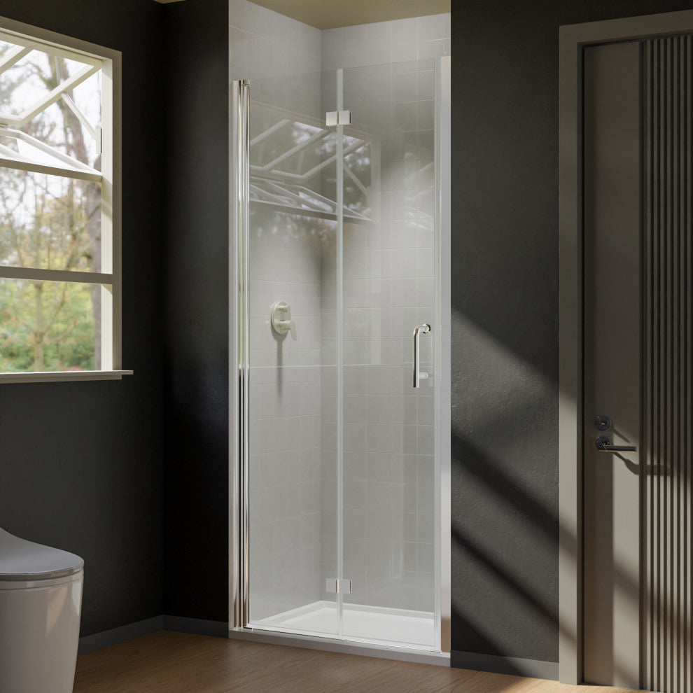 32" W x 72" H Semi-Frameless Bi-Fold Shower Door, Chrome