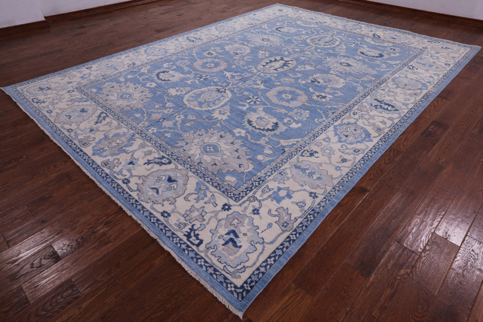 9' 9" X 13' 4" White Wash Peshawar Handmade Wool Rug Q9538