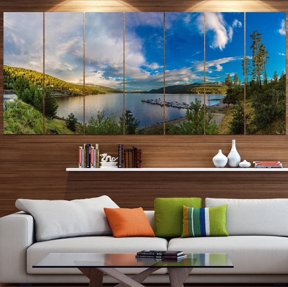 Sognefjord in Norway Panorama, Landscape Canvas Art Print, 83"x32", 7 Panels