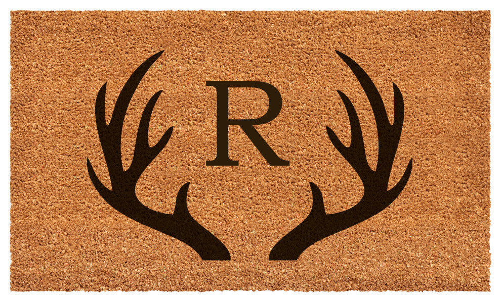Calloway Mills Antler Monogram Doormat, 24"x48", Letter R