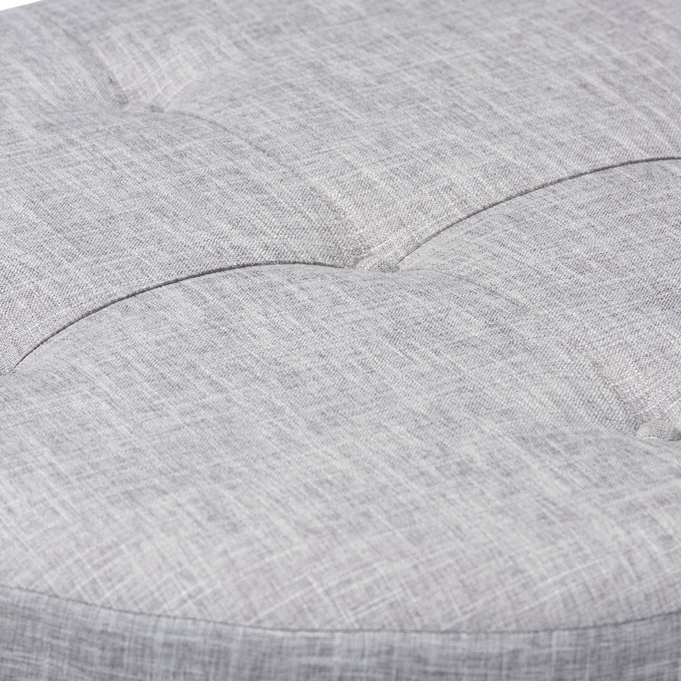 Nicky Light Gray Fabric Natural Wood Cocktail Ottoman