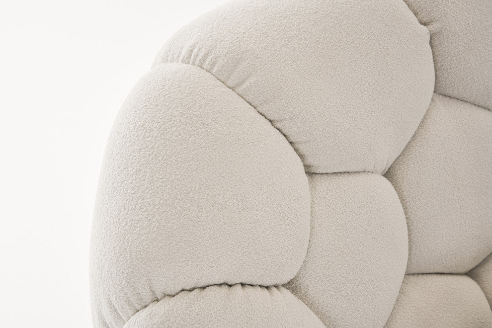 Yolonda Modern Off-White Fabric Bed, Queen