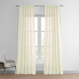 Antique Lace Linen Sheer Curtain Single Panel, 50"x84"