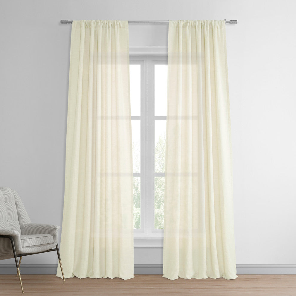 Antique Lace Linen Sheer Curtain Single Panel, 50"x84"