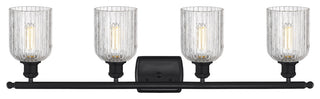 Ballston-Bridal Veil 4-Light 35" Bath Vanity Light, Matte Black, Clear