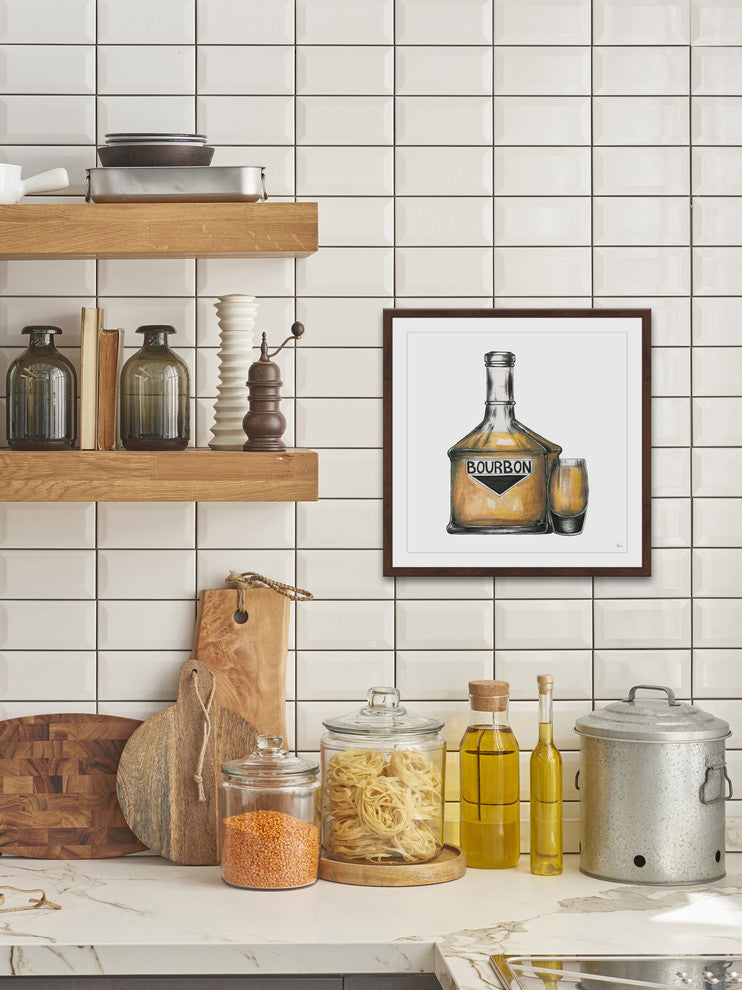 "Bourbon Mood" Framed Painting Print, 18"x18"