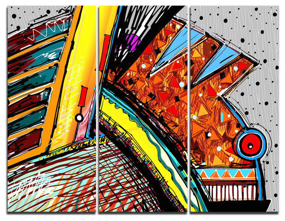 "Colorful Abstract Illustration" Art Canvas Print, 3 Panels, 36"x28"