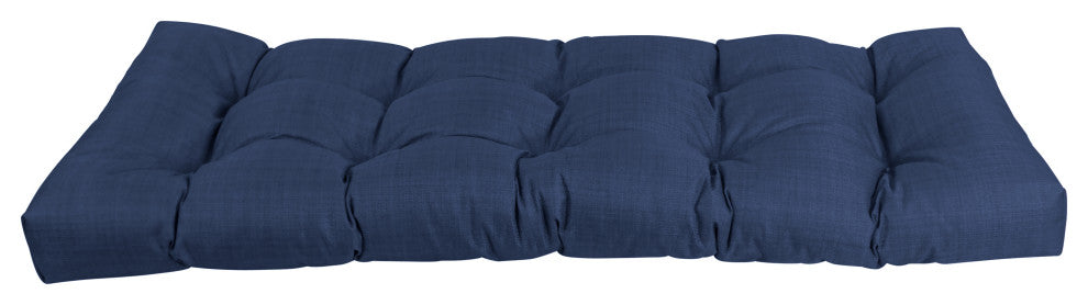 51"X19" Tufted Solid Outdoor Spun Polyester Loveseat Cushion, Azul