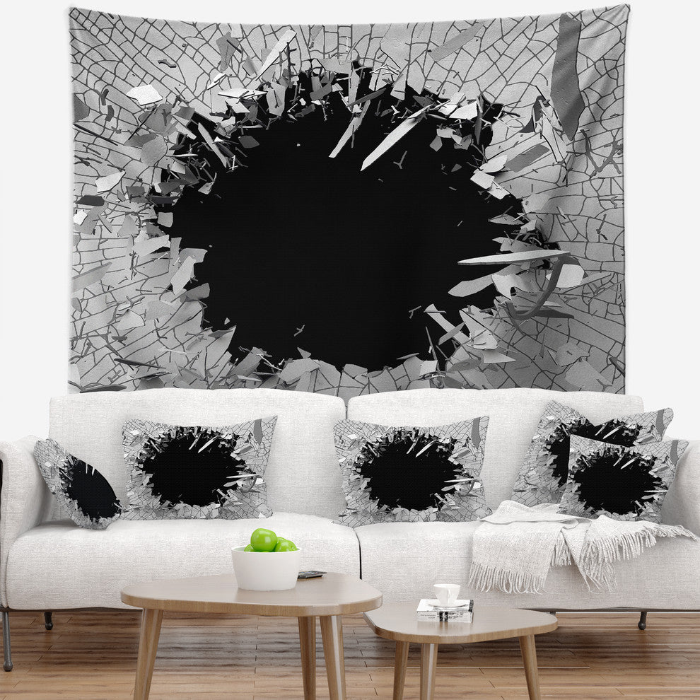 Abstract Broken Wall 3D Design Abstract Wall Tapestry, 39"x32"