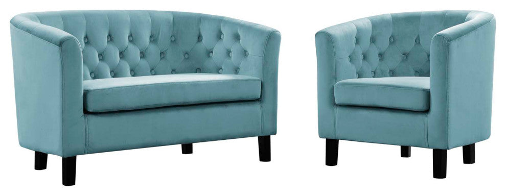 Prospect 2 Piece Velvet Loveseat and Armchair Set