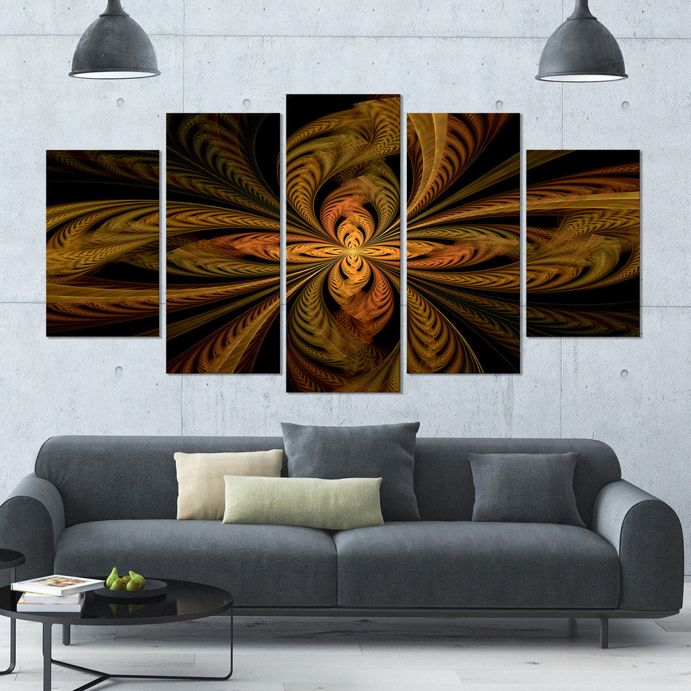 Colorful Fractal Flower Pattern, Abstract Wall Art Canvas, 60"x32", 5 Panels