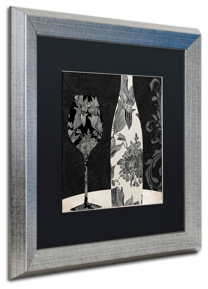 Color Bakery 'Vin Elegant I' Art, Silver Frame, Black Matte, 16"x16"