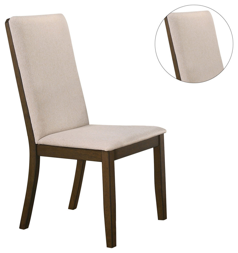 Set of 2 Dining Side Chairs, Walnut and Latte