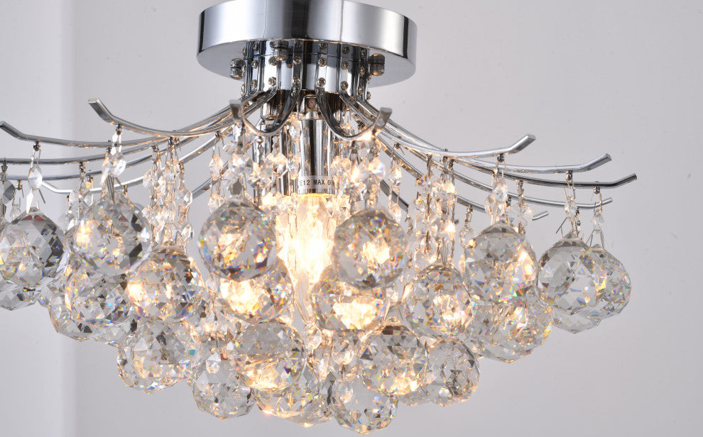 Clear Crystal Ball Drop, Chrome Frame Flushmount