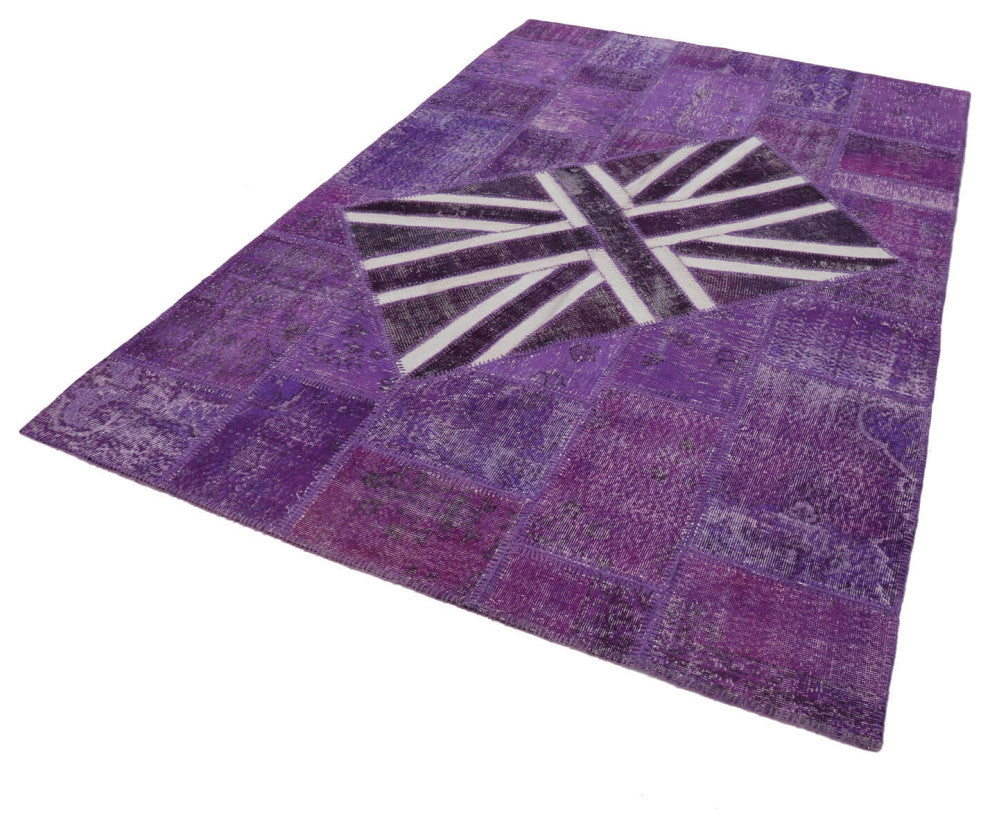 Rug N Carpet - Hand-knotted Anatolian 6' 7'' x 9' 11'' Flag Patchwork Rug